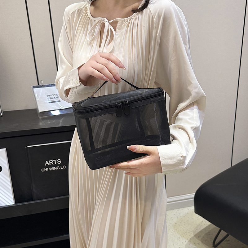 Mesh Large Capacity Convenient Cosmetic Bag Amazon Foreign Trade Wash Bag Women's New Cross-border Simple Double Layer Storage Bag