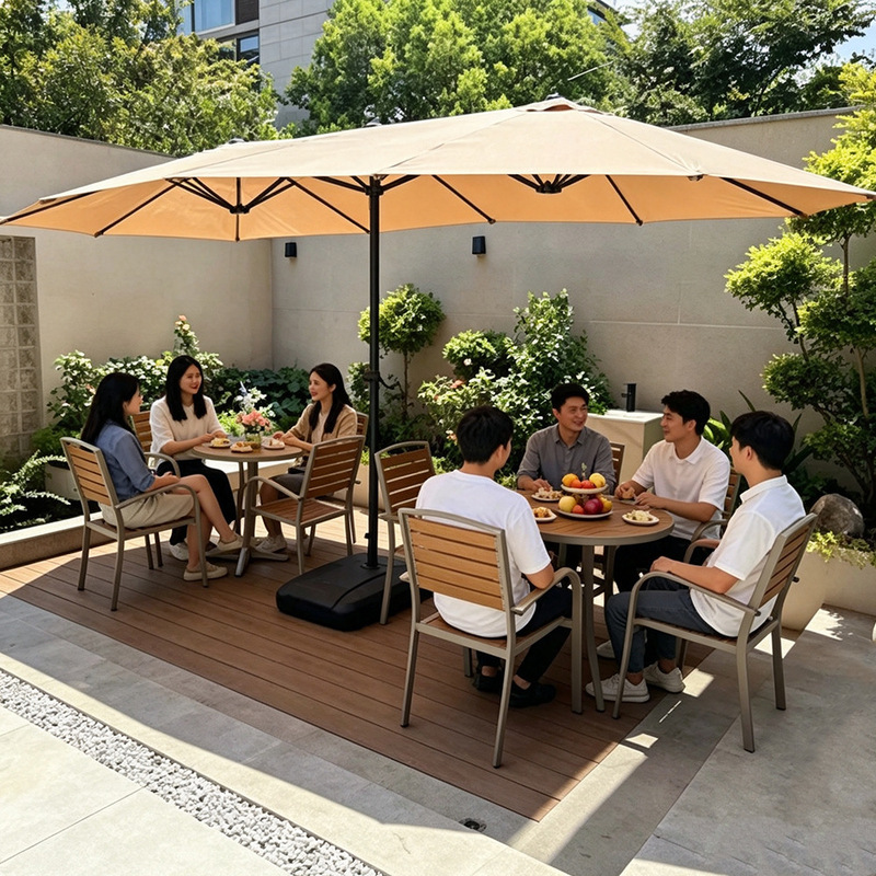 Outdoor sunshade umbrella, patio umbrella, large sun umbrella, three-head center-pole umbrella, Roman-style umbrella, garden and courtyard sunshade Outdoor sunshade umbrella, patio umbrella, large sun umbrella, three-head center-pole umbrella, Roman-style umbrella, garden and courtyard sunshade