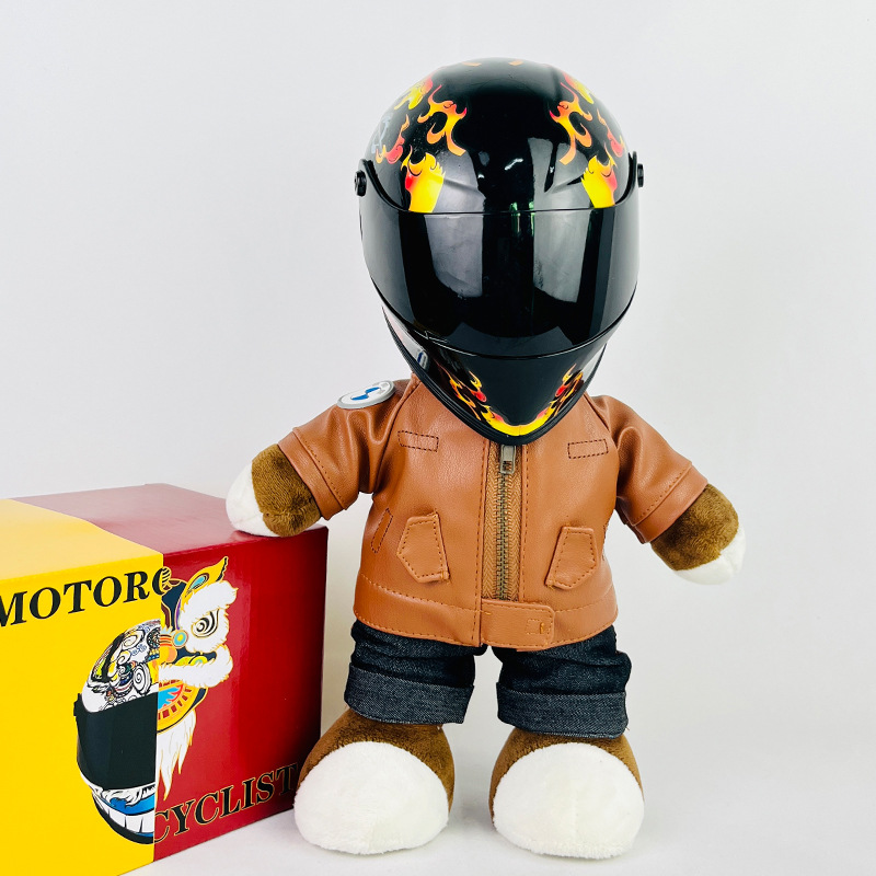 Coche eléctrico colgante oso muñeca casco cuero juguete coche tronco montar decoración 4S reparación tienda locomotora muñeca