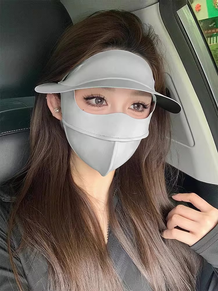 Máscara solar de verano para mujeres, nuevo sombrero de vinilo, máscara de hielo anti-ultravioleta, máscara facial, Gini