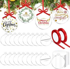 アクリルクリスマスペンダント透明アクリル装飾品空白ばら積クリスマス円形アクリル円盤装飾
