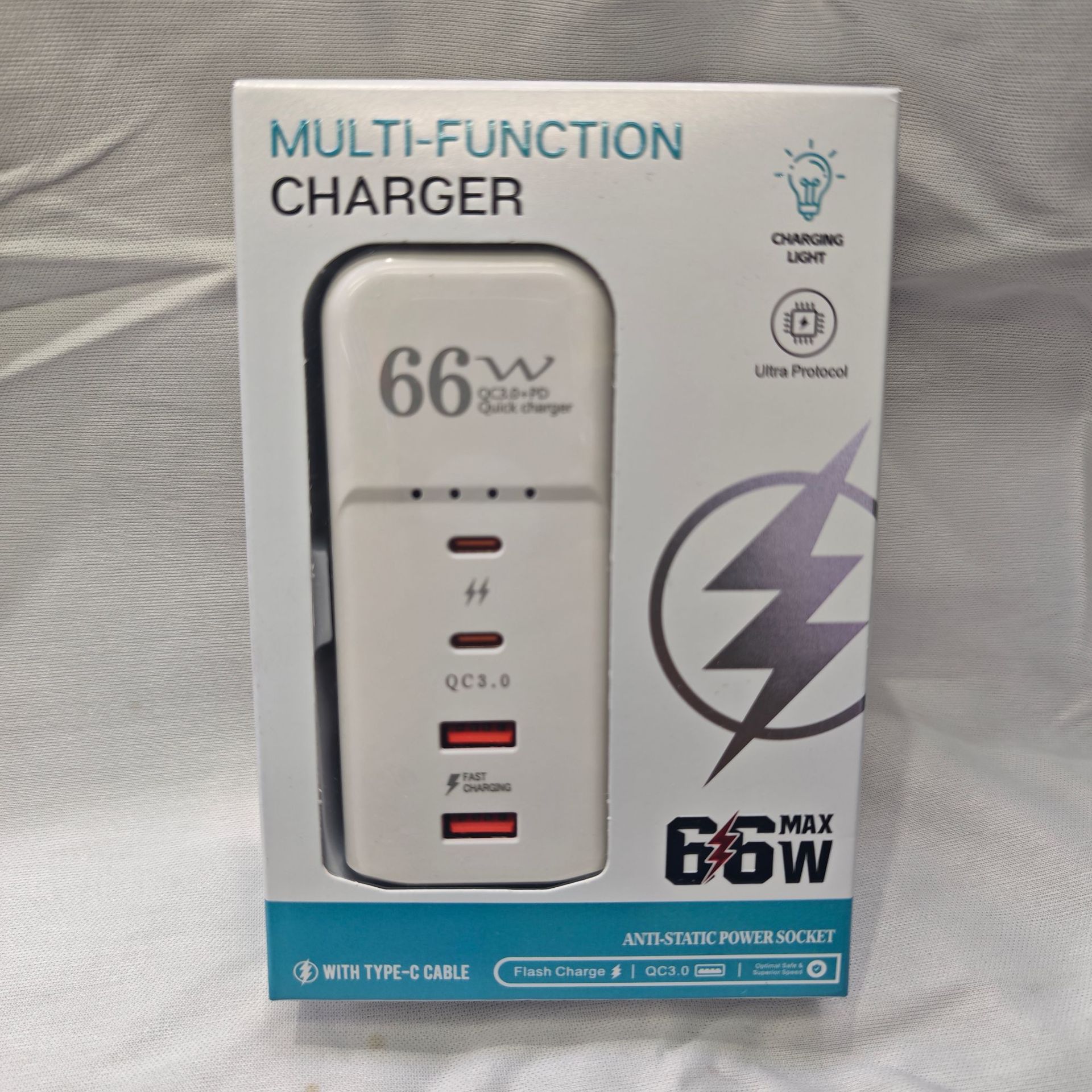 66W Süper Çok Portlu USB Şarj Cihazı PD Akım Tasarrufu Priz Uzatma Kablosu Çok Fonksiyonlu Priz Kablolu Telefon Hızlı Şarj Şarj Başlığı