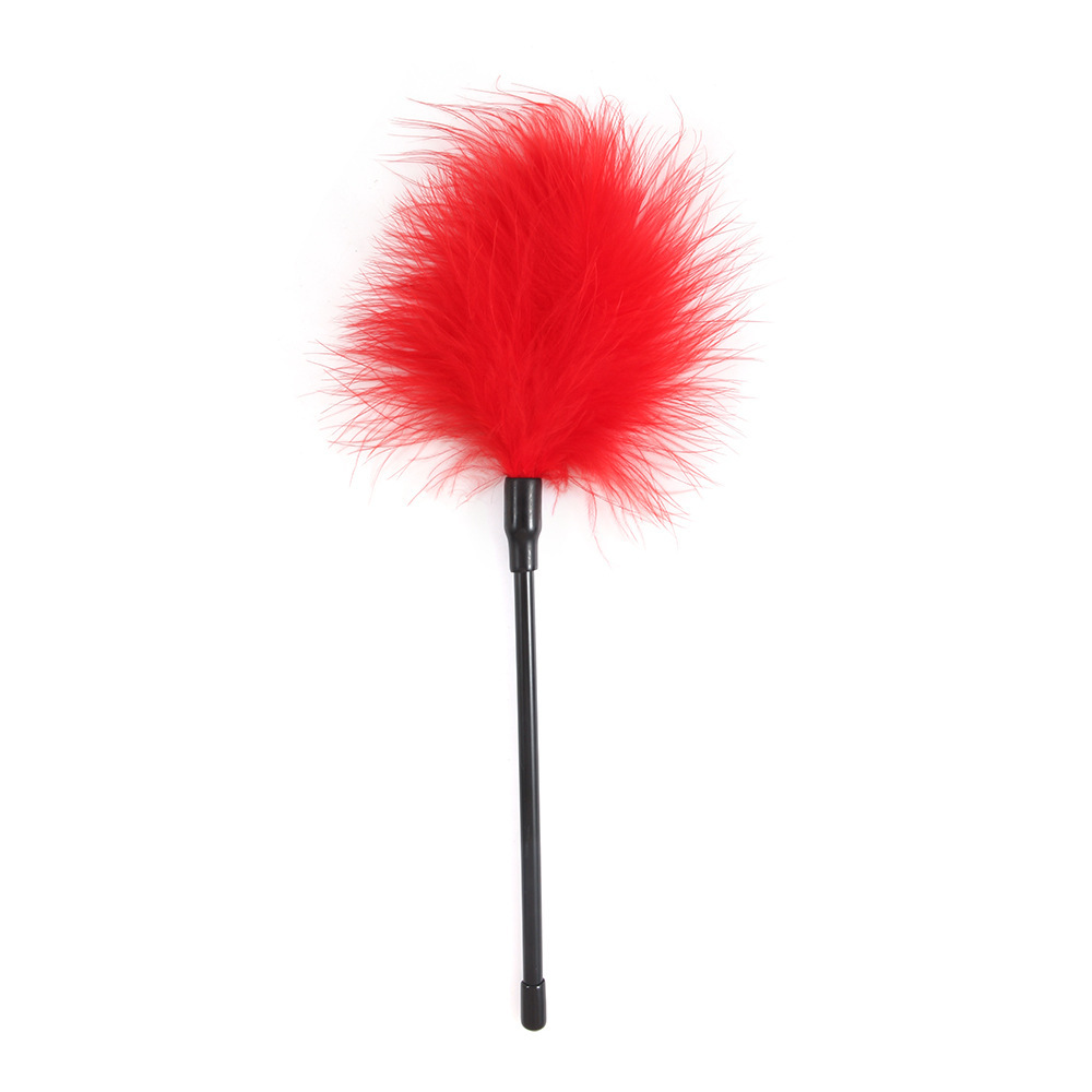 Adult Feather Teaser Stick for Couples, Soft Plume Sensory Play Toy, Red — detail image 3