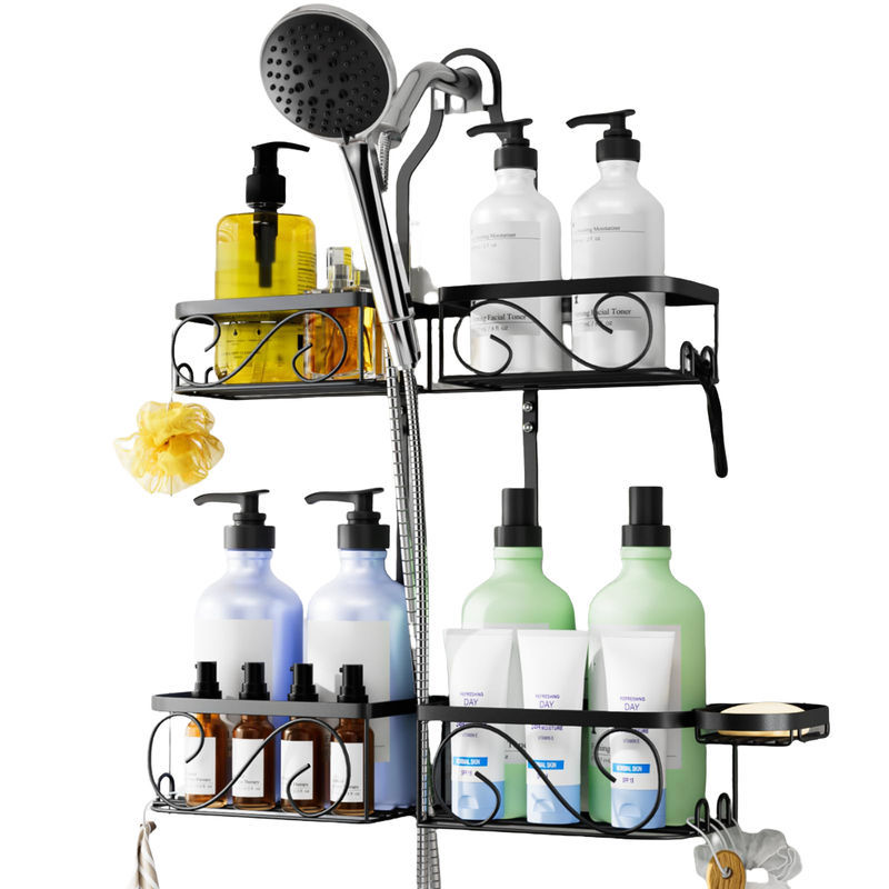 Shower Flower Holder with Hanging Handheld Showerhead, Stainless Steel Shower Organizer with Hook
