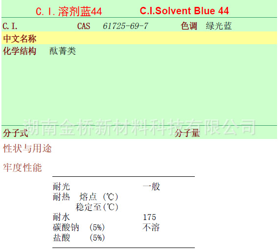 溶剂蓝44    CAS 61725-69-7    金属络合染料