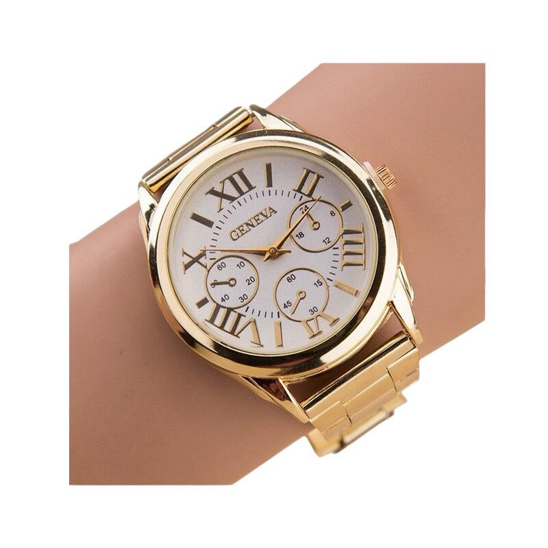 Men’s watch (GENEVA), steel strap, quartz, Roman dial, 4.0 cm