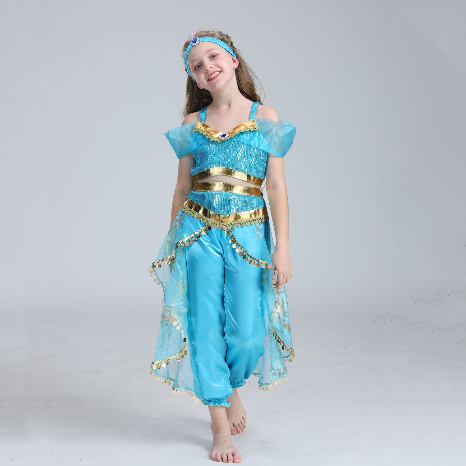 Amazon casual ropa de los niños de comercio exterior de Halloween casual Jasmine princesa Aladdin lámpara mágica traje