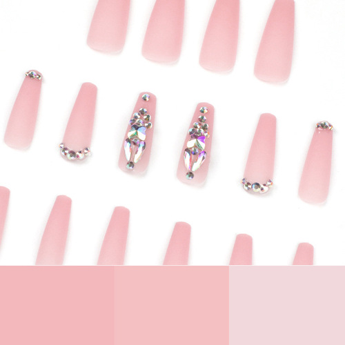 Nude Pink Matte Rhinestone Ultra-Long Ballet Wearable Nails Wholesale Finished Wearable Nails Nail Tips, Detachable Wearable Nails