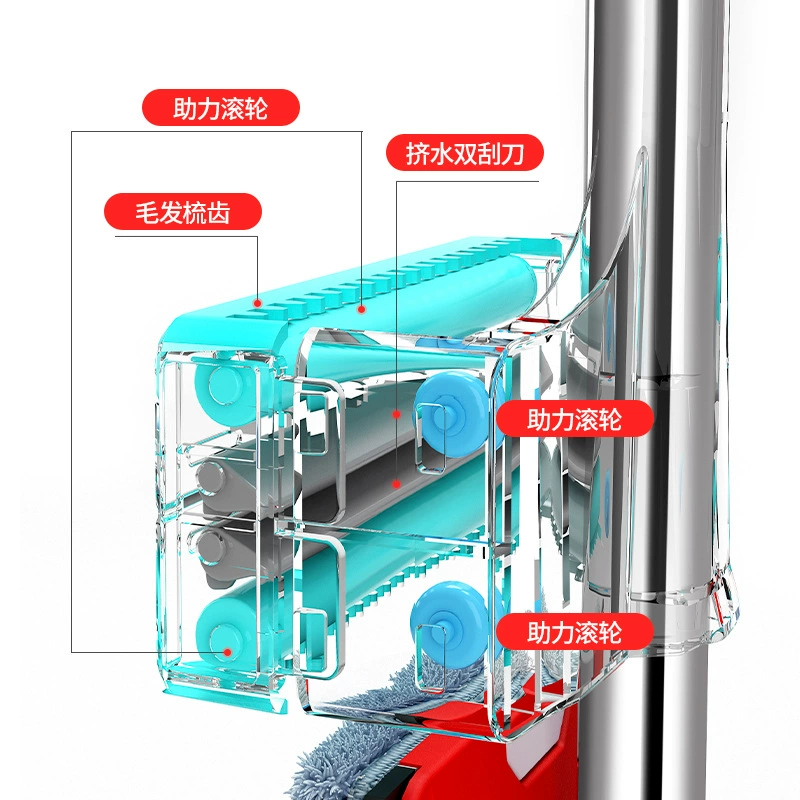 Wet and dry double-wheel flat mop with self-cleaning popular lazy mop for wooden floor and tile cleaning