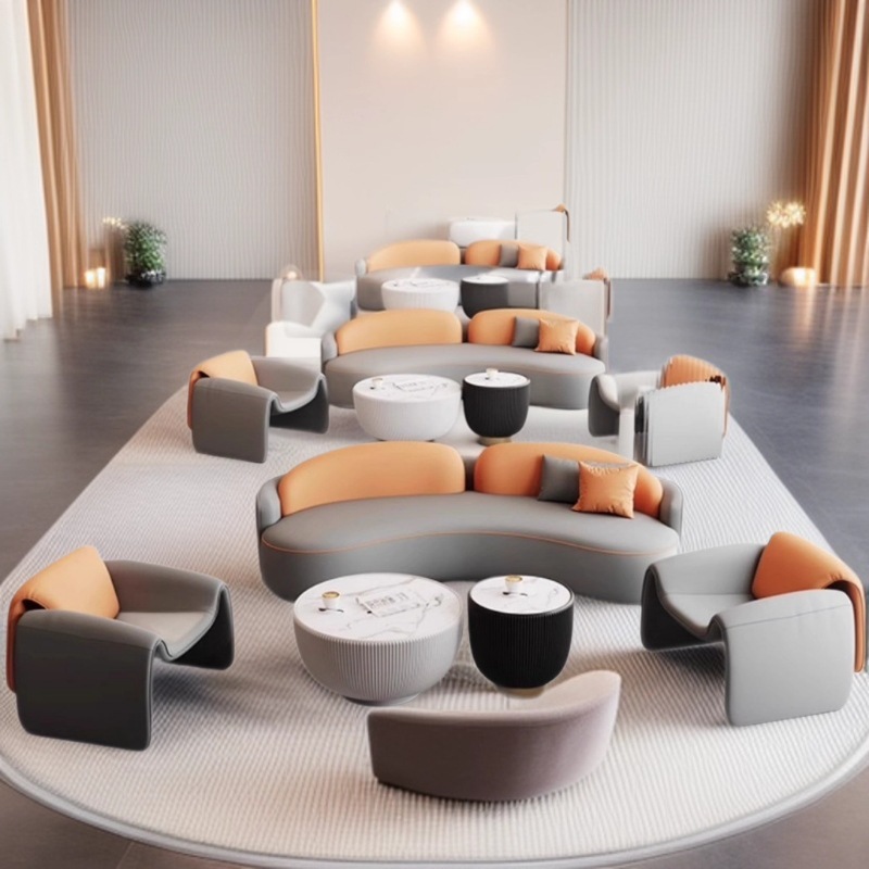 Lobby del hotel Lounge VIP Lounge Recepción Oficina de ventas circular de arco Negociación Combinación de sofá