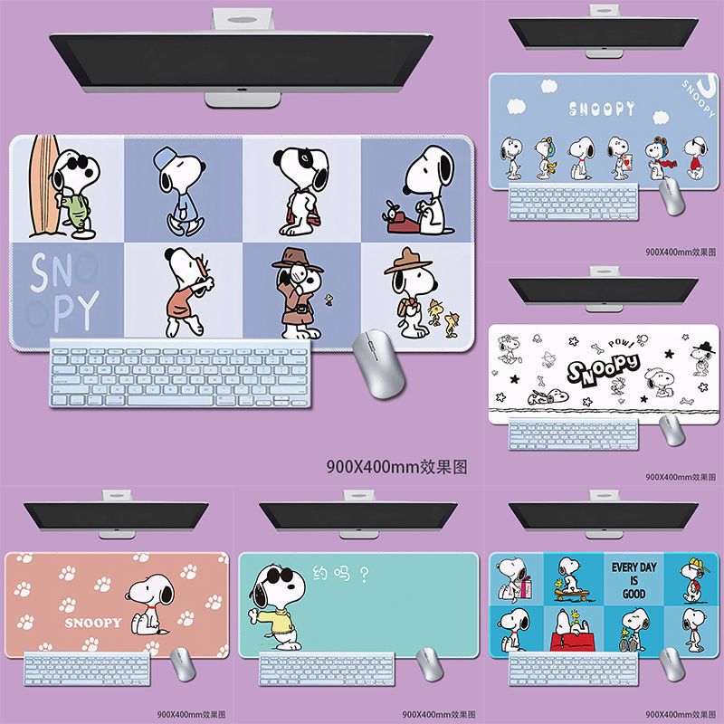 Snoopy Mouse Pad niñas encantadoras personalidades animadas super grandes alargadas gruesas cojines de escritorio antideslizantes creativos