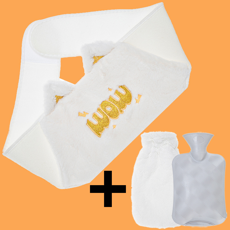 Bolsa de agua caliente de conejo de peluche alargada para la cintura, bolsa de agua caliente de PVC para la cintura.