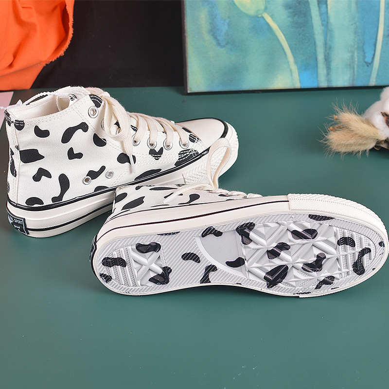 Happy cow spot high-top canvas shoes wom...