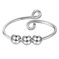Cross-border Amazon anxiety relief bead unbuttoned ring micro-motion bead rotatable ball ring stainless steel ring