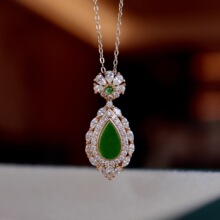 天然缅甸翡翠吊坠S925纯银爆款轻奢百搭珠宝饰品电商直播源头工厂