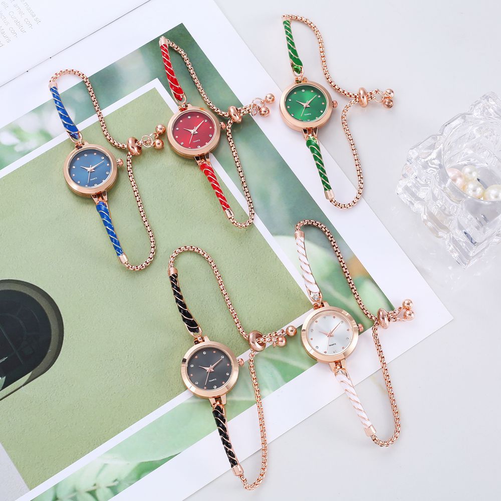 Nueva mujer estudiante estilo coreano elegante cordón diseño pequeño redondo simple moda elegante perezoso pulsera reloj femenino