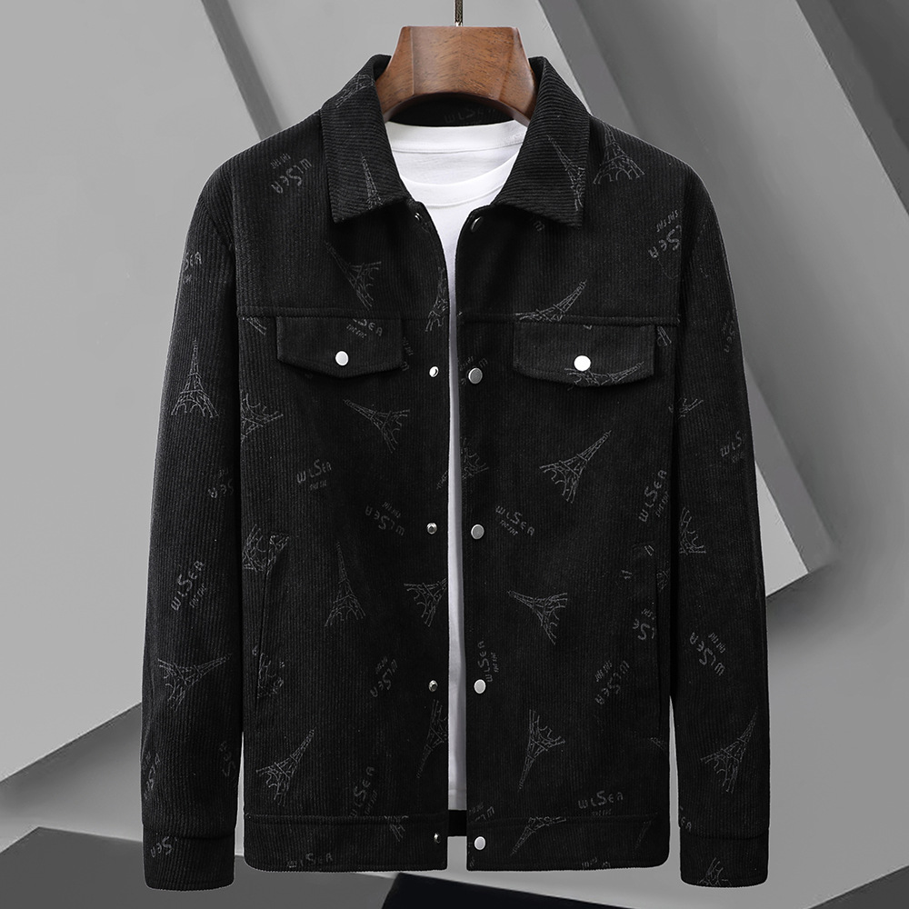 Cord herren frühling herbst, lose kragen, große größe, casual workwear jacke für mittleren alters und junge menschen_voghion.com