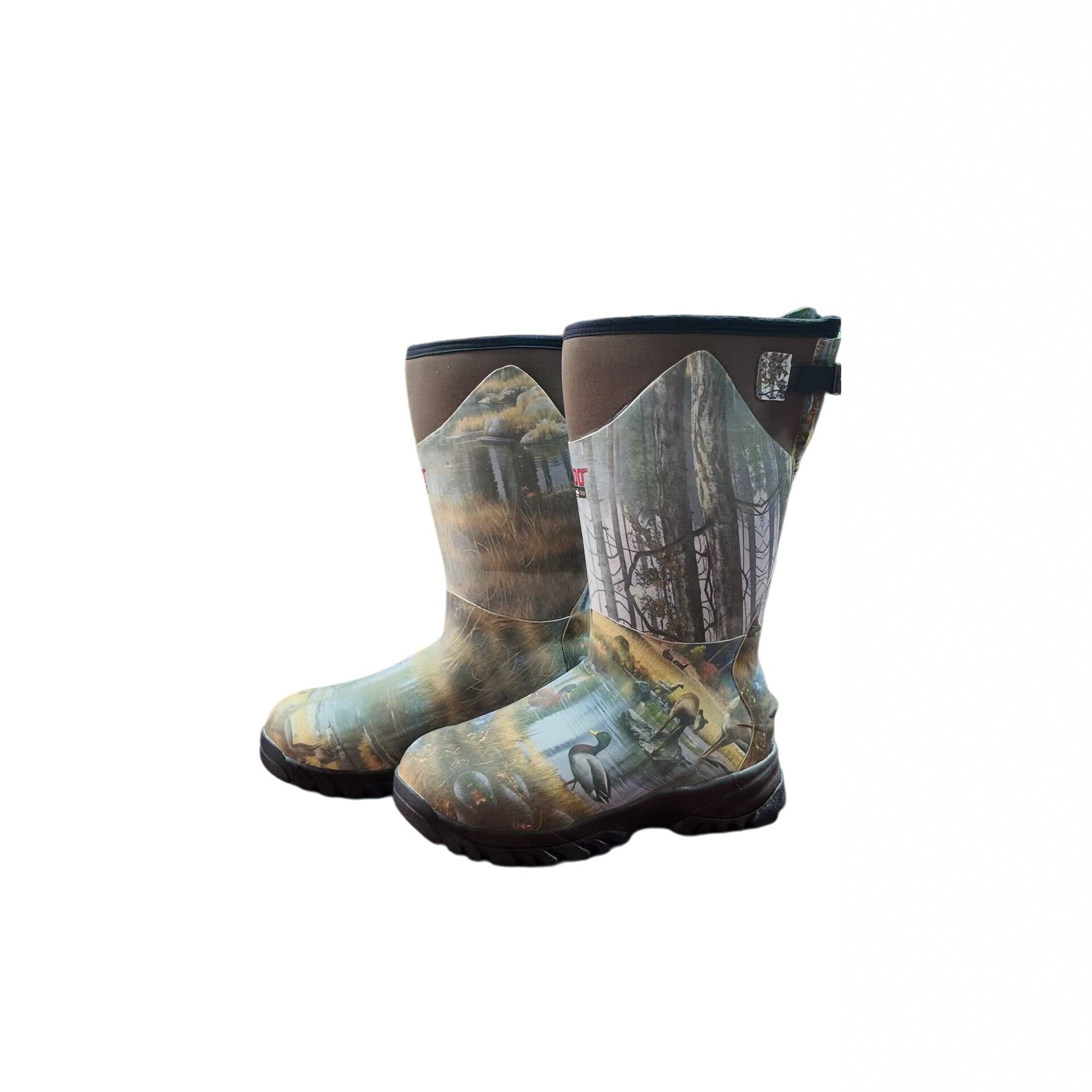 Outdoor Hunting Boots for Men, Waterproof, Non-Slip, Puncture-Resistant, Rubber-Soled, Camouflage Pattern, Fishing Shoes, High-Top Wading Shoes