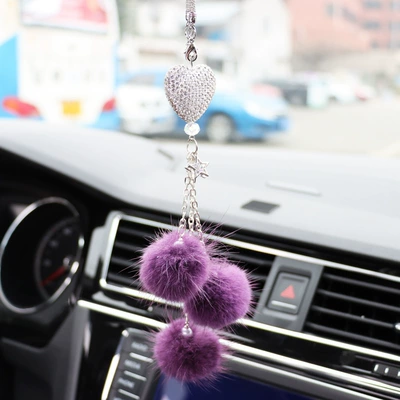 Car hanging | car interior decoration supplies - peach-heart-eggplant-skin-purple-mink-hair