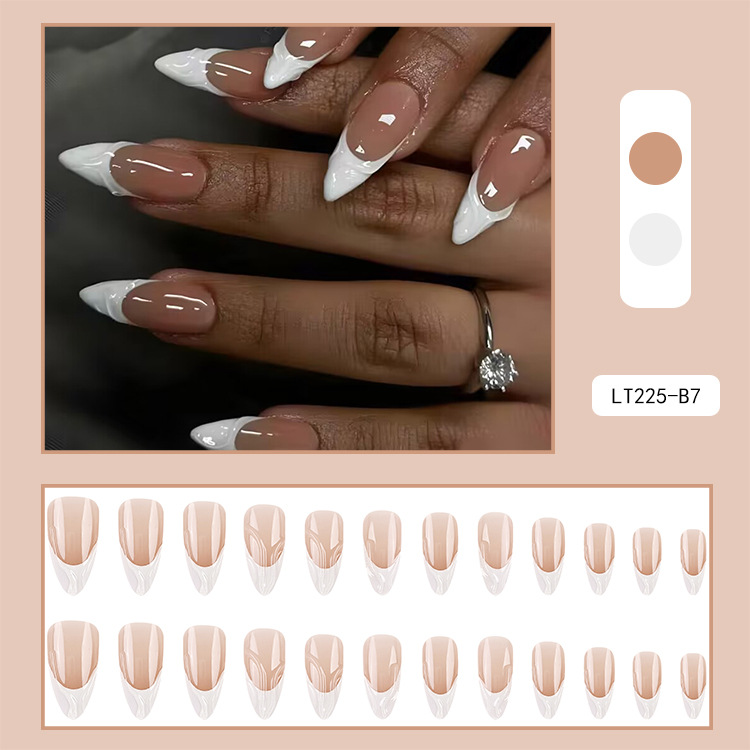 Uñas postizas 3D estéreo blanqueadoras, muy vendidas, piezas de arte de uñas portátiles transfronterizas, pegatinas de uñas sencillas con un toque de alta gama, venta al por mayor