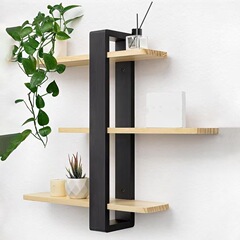 木製の収納棚の壁の花棚の一字の仕切り板の棚の壁掛けの本棚の壁の装飾棚の実木の物置棚
