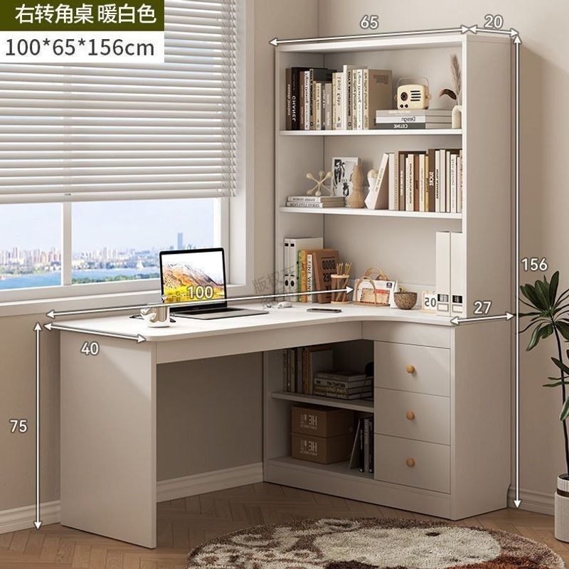 Corner desk with bookshelf, integrated table for home use, desktop computer table, bedroom corner desk, student bookcase writing desk Corner desk with bookshelf, integrated table for home use, desktop computer table, bedroom corner desk, student bookcase writing desk