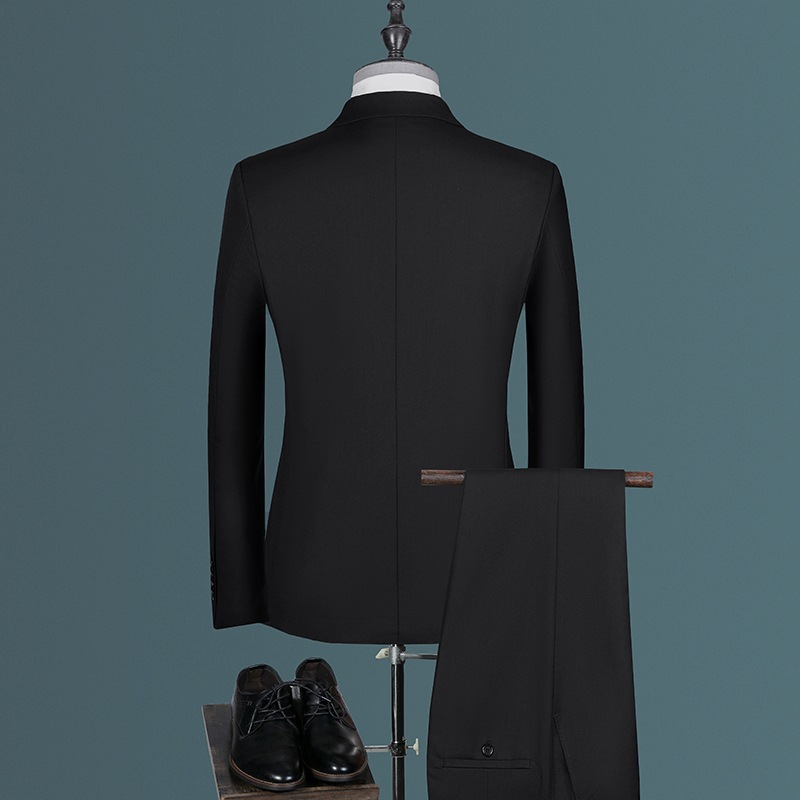 Men's Slim Fit Suit Blazer Pants Vest Three-Piece Set, Modern Wedding Business Formal Attire, 60% Cotton Blend Professional Groom Tuxedo Outfit_voghion.com