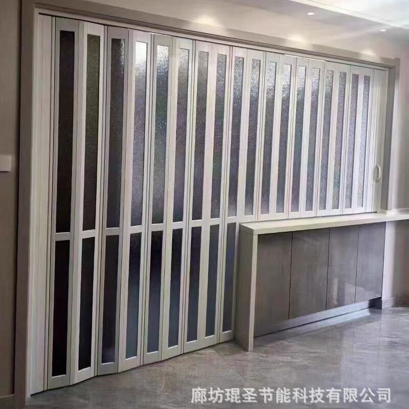 PVC Folding Door Kitchen Household Non-rail Bathroom Balcony Partition Invisible Sliding Door
