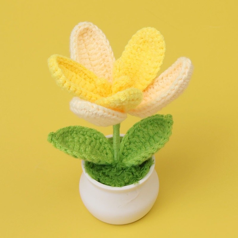 完成したウールひまわり鉢植えスズラン造花チューリップデスクトップ装飾品バレンタインデー教師クラスメートギフト|undefined