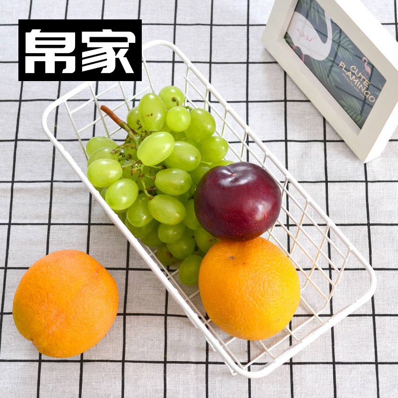 Mesa Marco de hierro cesta de hierro malla rectangular ponche libre gran cocina Marco de almacenamiento cesta colgante caja de almacenamiento