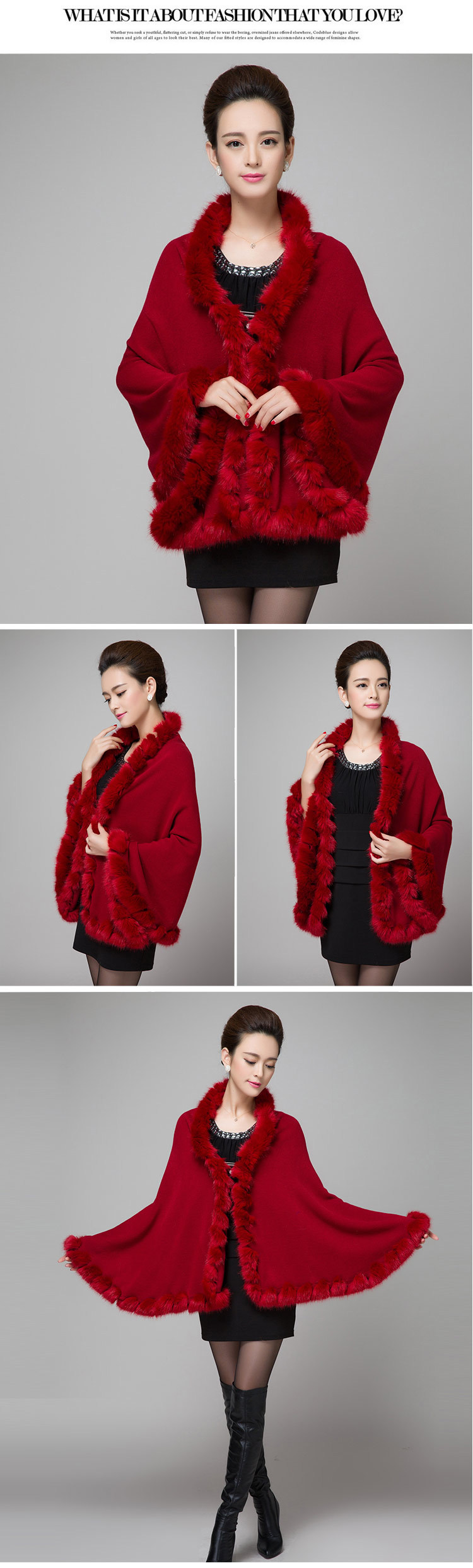 Wool shawl Women's fashion knitted cardigan cape plus size coat_voghion.com