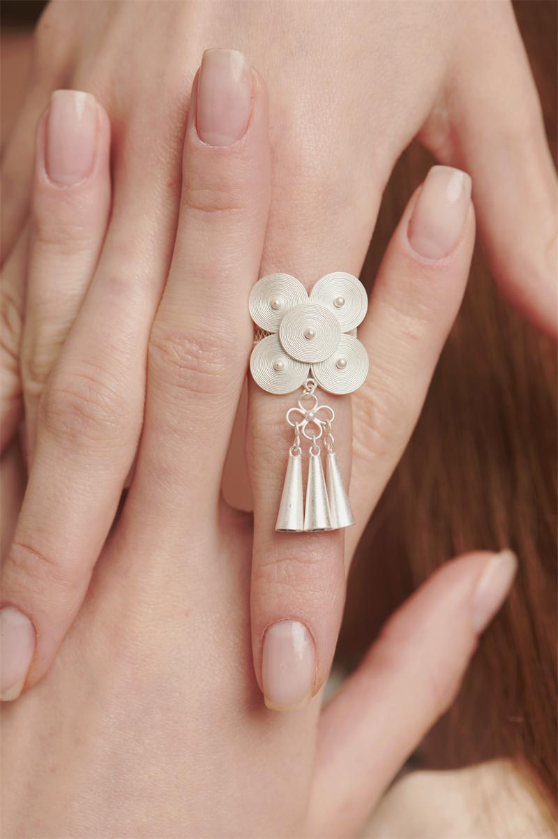 Retro Ethnic Style Simple Style 925 Sterling Silver Round Charm Women's Open Rings display picture 3