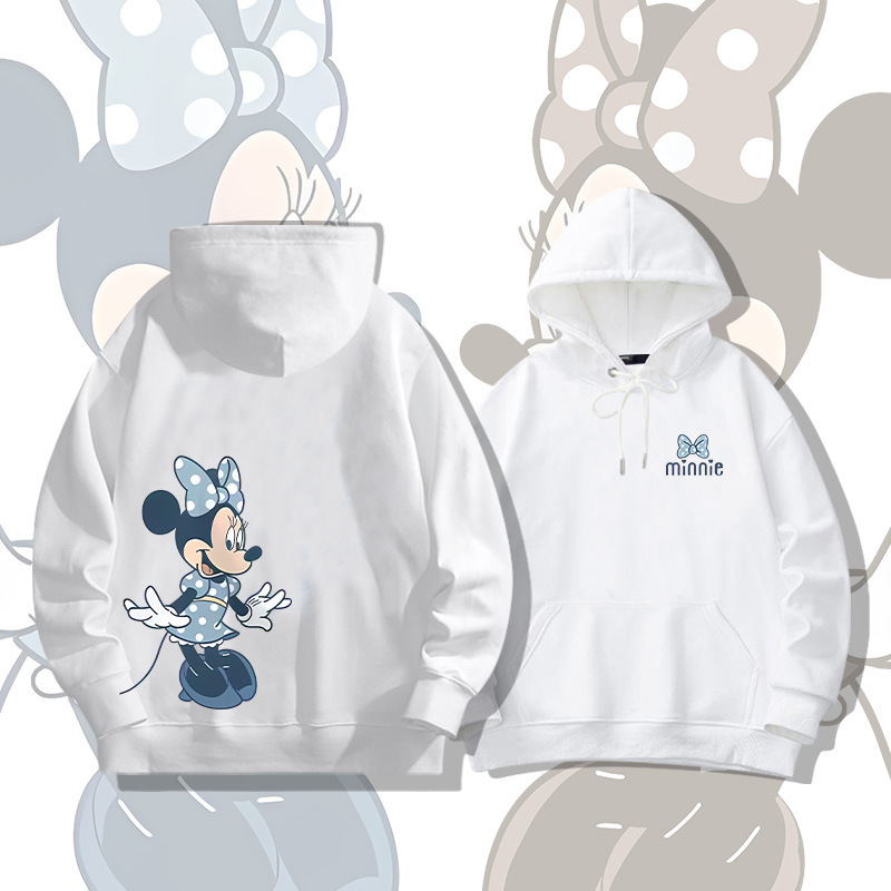 American Cartoon Co-Branded Mickey and Minnie Mouse Couple Hooded Sweatshirt for Men and Women, Spring and Autum Long-Sleeved Jacket