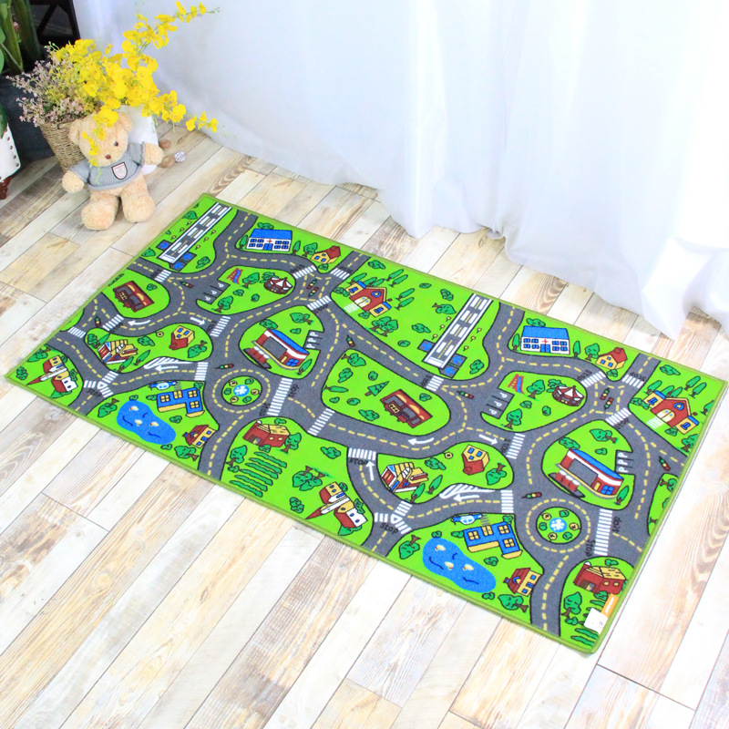 跨境捷成儿童地毯卡通儿童毯车玩具道跑道毯城市游戏车道地垫防滑|ms
