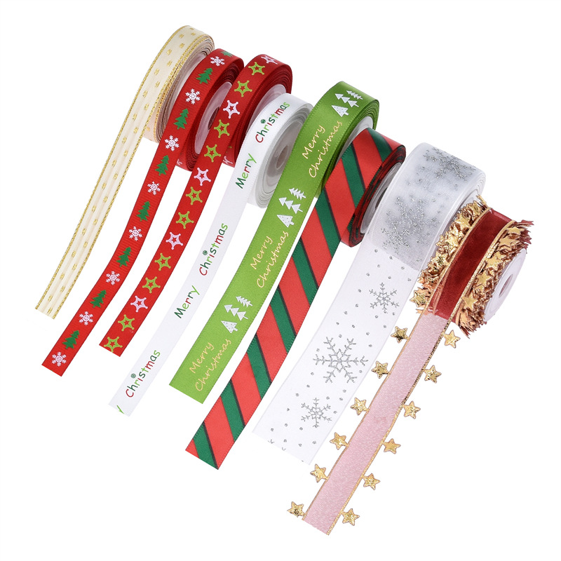 Transfronteriza europea y americana nueva cinta de Navidad traje hogar vacaciones decoración Navidad decoración regalo embalaje cinta 5 yardas