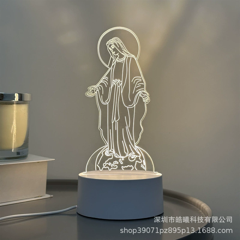 3D акриловая LED ночная лампа, креативная настольная лампа, варианты USB/батарея, Узор 1–19