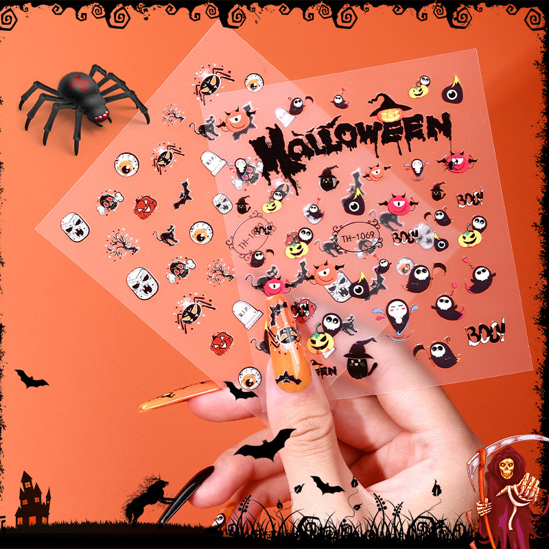 Zhengxiang Halloween nail stickers wholesale OEM custom Ghost Luminous nail stickers European and American cross-border INS scar stickers