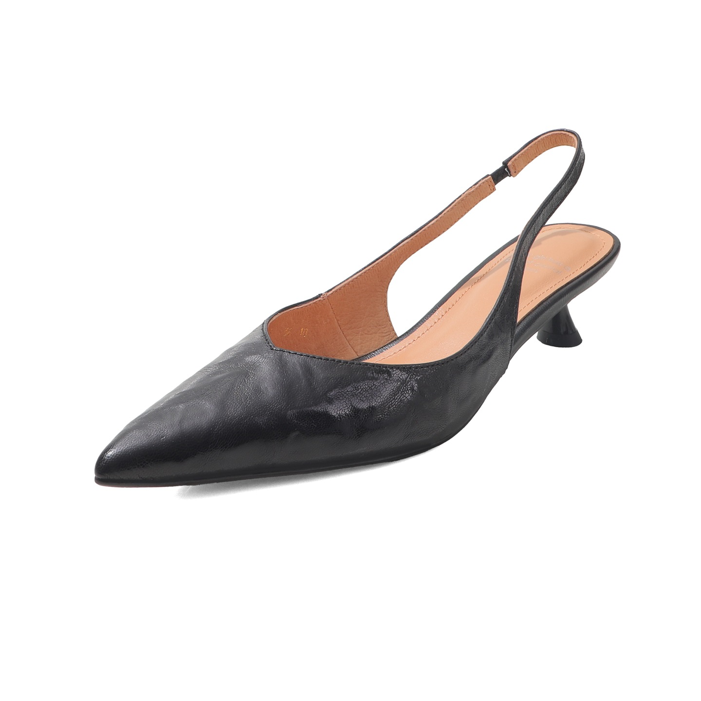 Sandal cao gót nữ mũi nhọn quai hậu dây khóa, gót 9 cm — màu nâu