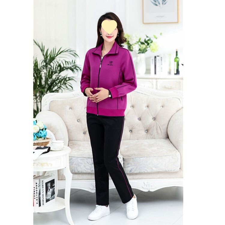 妈妈两件套款宽松中老年晨练运动服套装女秋季春秋老年人休闲大码|undefined