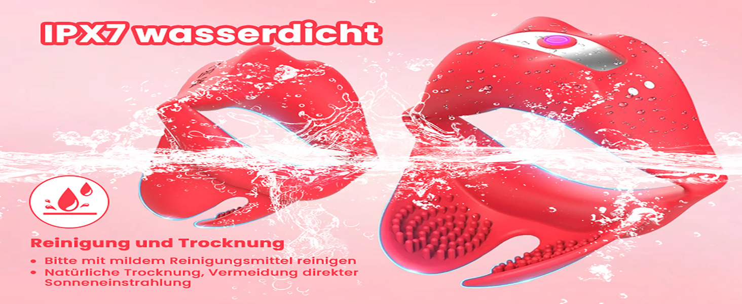Red Lip Vibrating Lock Ring Silicone Cock Ring with Prostate and Testicle Vibration — detail image 3