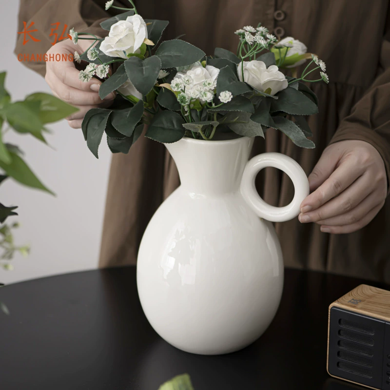 Changhong French -style rural wind ceramic vase liquid living room flower arrangement INS wind ceramic bottle bedroom bedroom hydrophobic vase