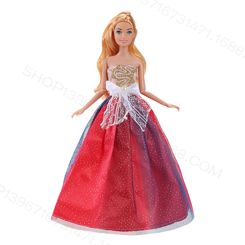 30cm muñeca medio paquete falda grande vestido de novia niña Casa de juego trailing falda grande al azar 10 unidades 5 unidades un paquete