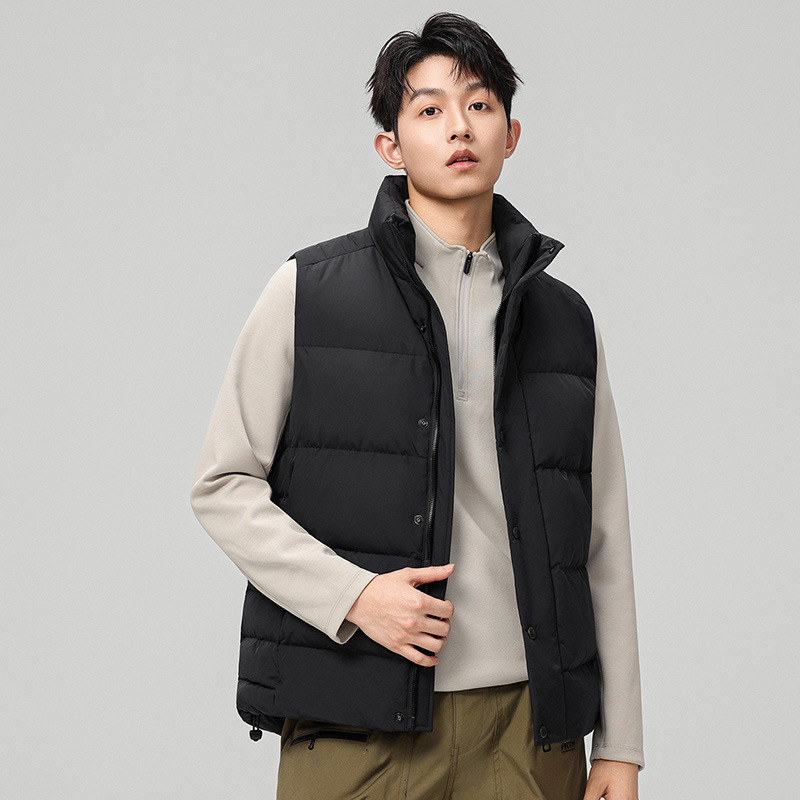 Down Sports Vest for Men and Women with Stand Collar, Suitable for Outdoor Wear in Autumn and Winter, Running, White Duck Down, Custom Logo Printing, Training Vest