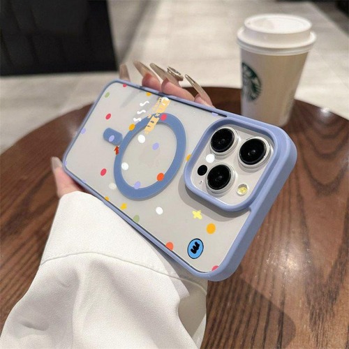 Magsafe Transparent Magnetic Case for Apple iPhone 15 Pro Max - New 13 Couples Cartoon 16 Anti-Slip 15
