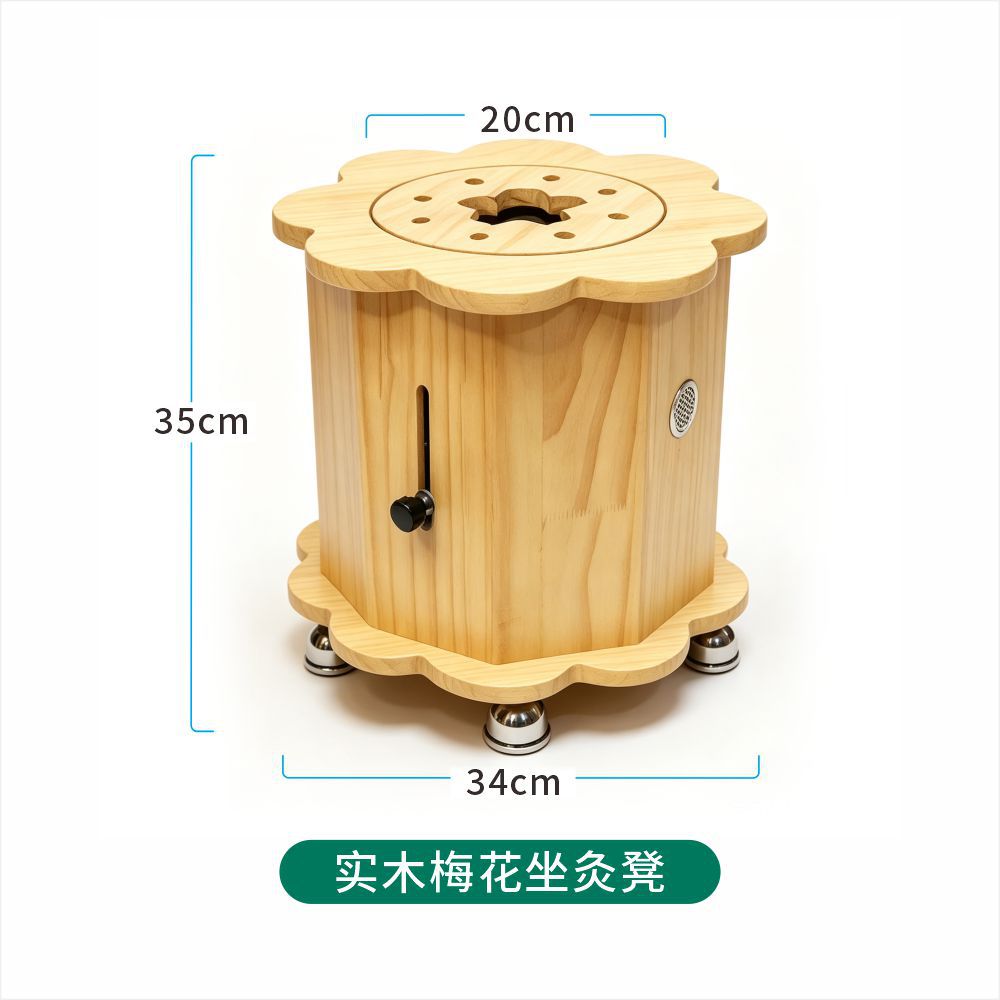 Solid Wood Moxibustion Stool Octagonal Seat for Home and Studio Warm Compress Therapy Pine Frame preparation