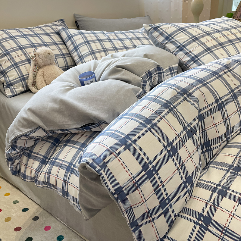 Algodón simple de cuatro piezas de algodón 2025, nueva sábanas cubiertas de ropa de cama dormitorio tres piezas