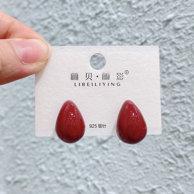 丽银/丽贝丽影红色系列耳饰复古时尚百搭氛围感滴油轻奢耳环预售|undefined