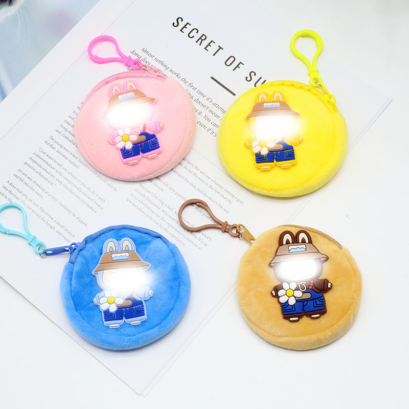 2026 Spring Cartoon Plush Coin Purse Mini Bag Round Earphone Case Daily Storage Unisex Back-To-School Gift