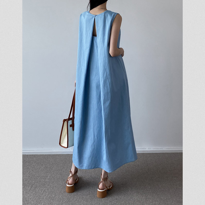 Korean Chic 2026 Summer New Style French Simple and Elegant Design Backless Denim Vest Dress for Women Korean Chic 2026 Summer New Style French Simple and Elegant Design Backless Denim Vest Dress for Women