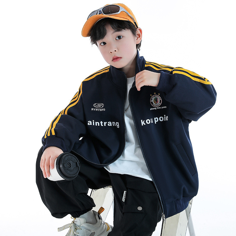 子供服男の子春新作野球服コート中大童2025新作潮範少年爆街運動|undefined